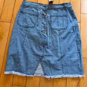 CUPCAKES AND CASHMERE | BNWT Distressed Hem Denim Skirt